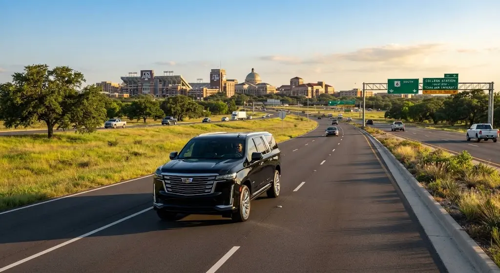 Houston to College Station car service and Texas A&M private shuttle.