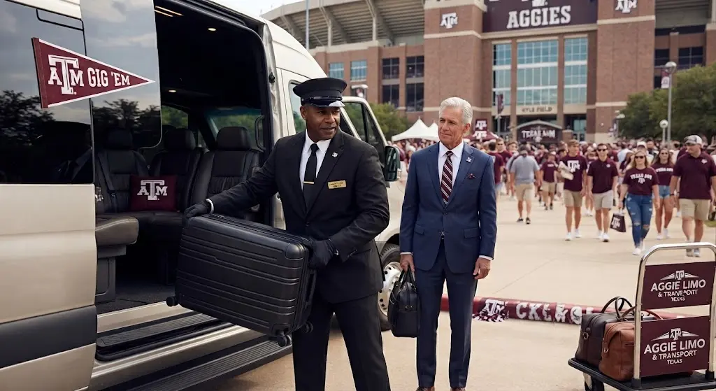 IAH to College Station private shuttle luxury transportation.