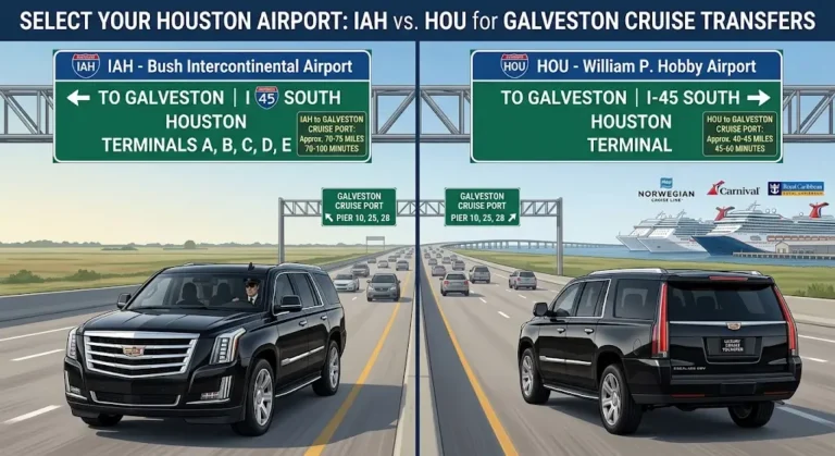 Home 14 IAH vs HOU to Port of Galveston: Best Transfer Options Compared | LimoAtHouston