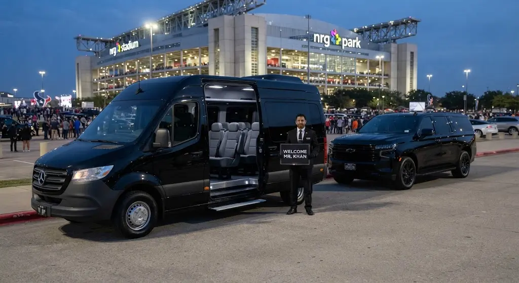 NRG Stadium transportation and shuttle guide featuring luxury limo and car service in Houston.